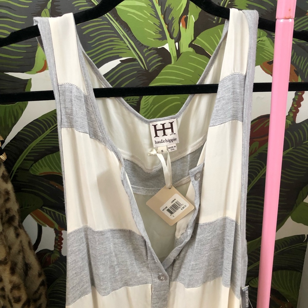 Haute Hippie Maxi Dress Striped Cream and gray small
